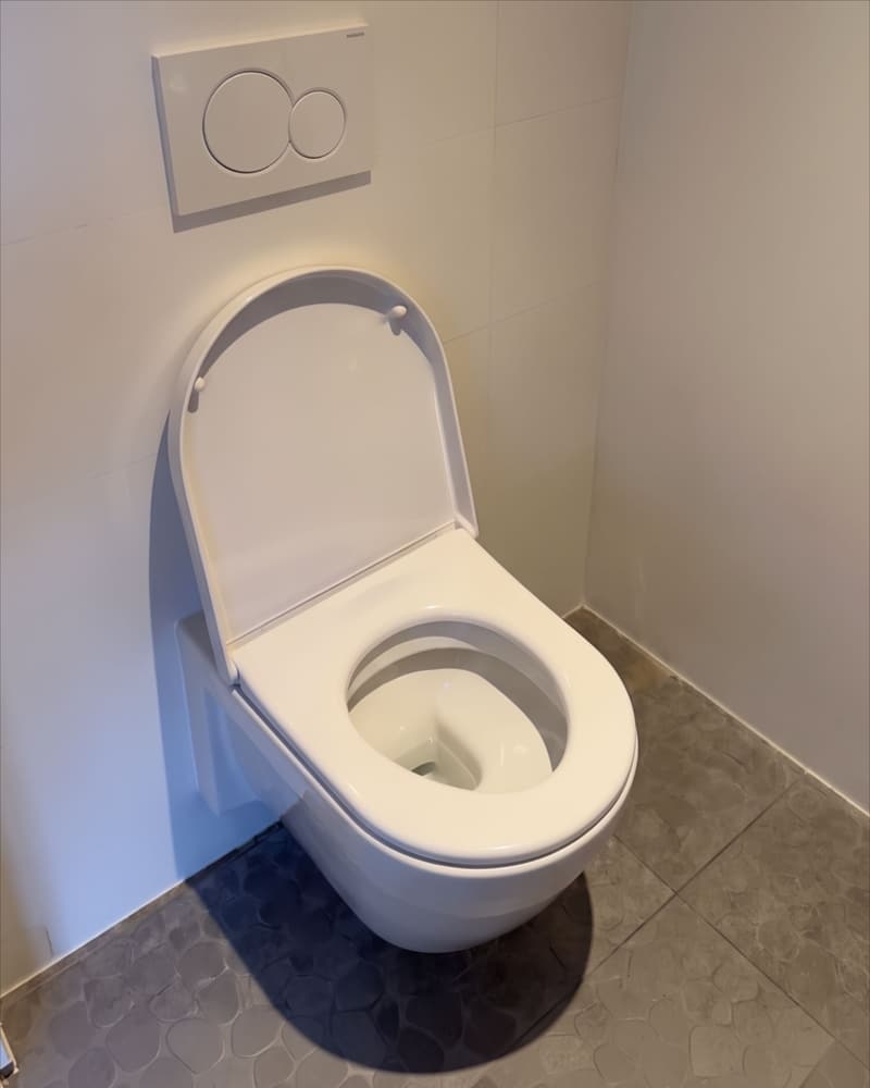 The same toilet, clean and unblocked, after the job.